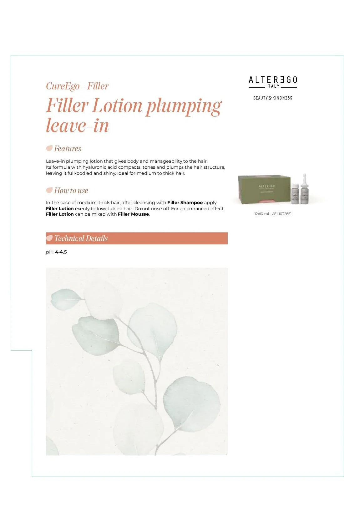 ALTER EGO AE CUREGO FILLER LOTION 12X10ML - ALTER EGO | The Warehouse Salon