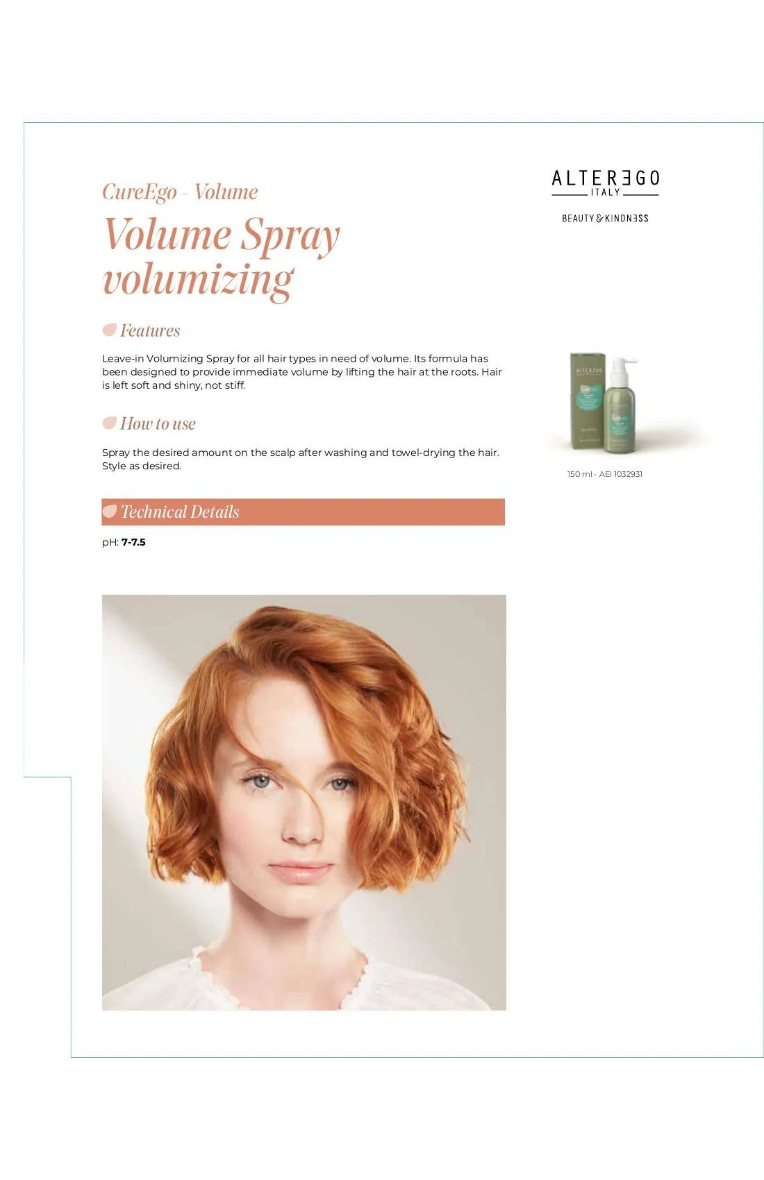 ALTER EGO AE CUREGO VOLUME SPRITZ INFUSION 5OZ - ALTER EGO | The Warehouse Salon
