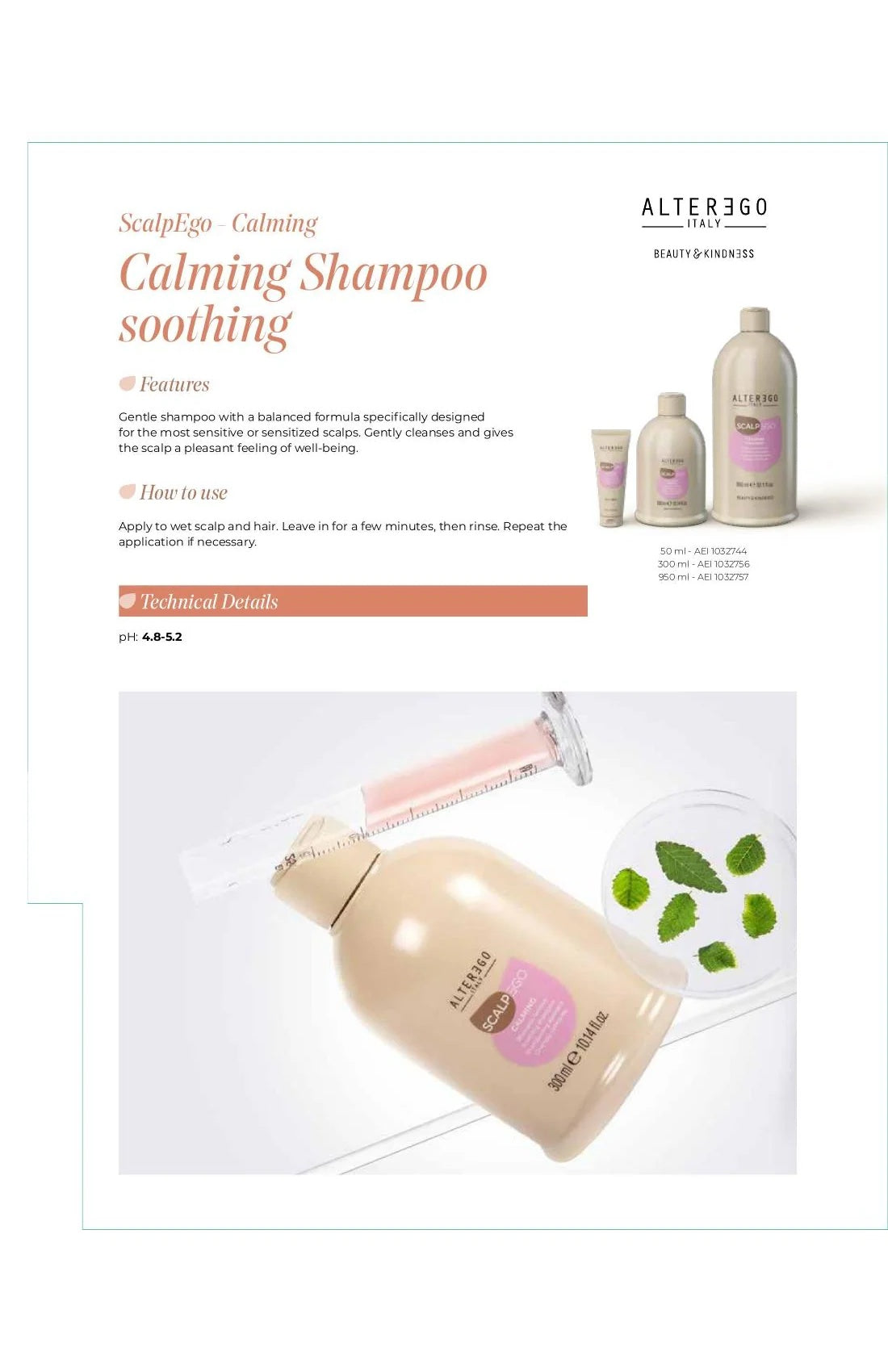 ALTER EGO AE SCALPEGO CALMING SHAMPOO 10.14OZ - ALTER EGO | The Warehouse Salon